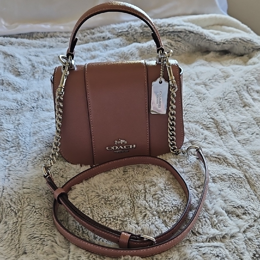 Coach Mauve Crossbody Bag with Chain Accent